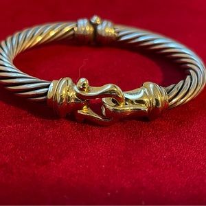 David Yurman solid gold and silver buckle bangle bracelet   7mm medium.